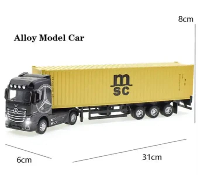 1:50 Scale Diecast Alloy Truck Head Model Toy Container Truck Pull Back With Light