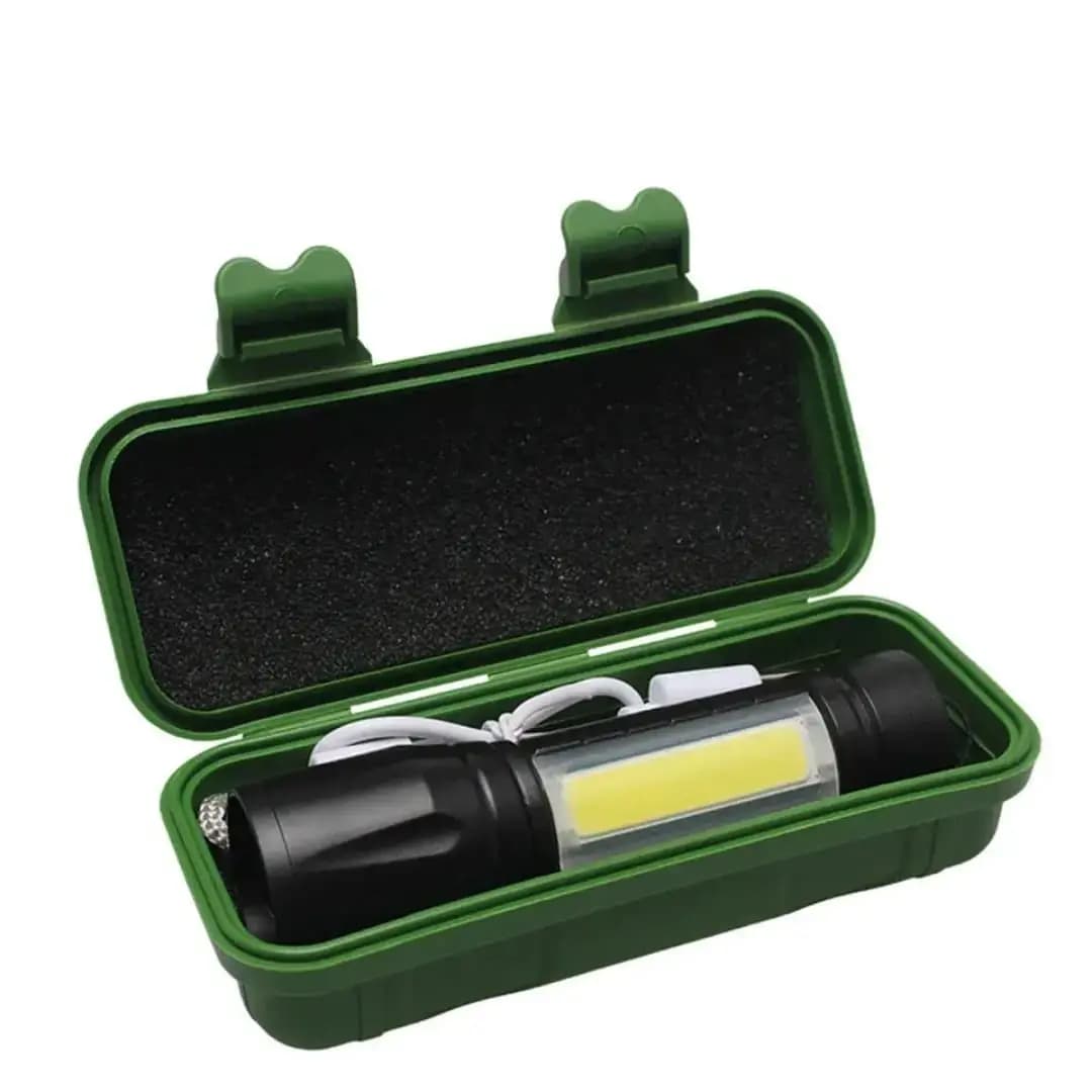 Portable Mini Led Flashlight Zoom Torch Built In Battery USB Rechargeable