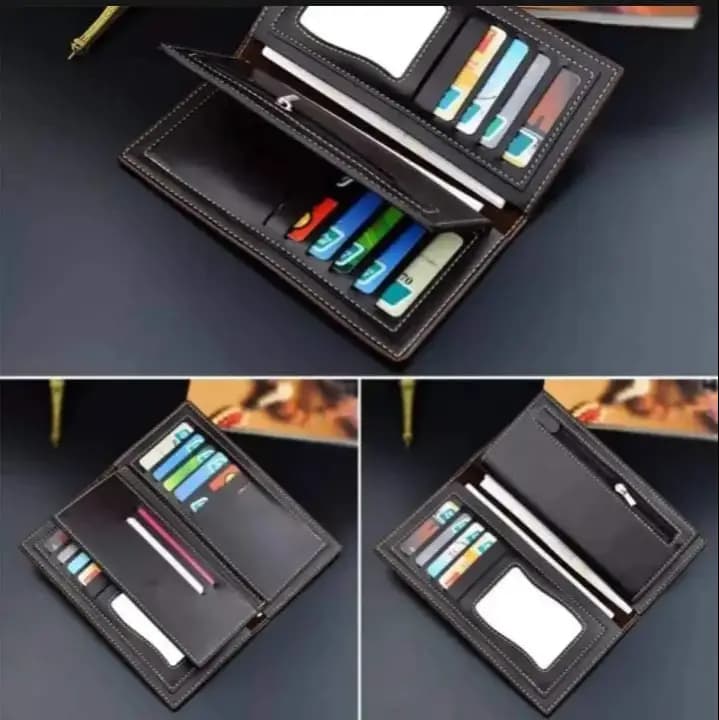 PU Leather Business Men's Wallets Solid PU Leather