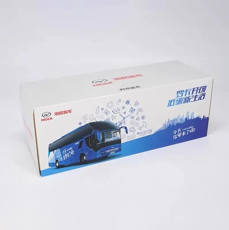 Diecast 1:42 Scale HIGER Bus H92 Alloy Car Model Finished Product Simulation Toy Collection Gift Static Model Display