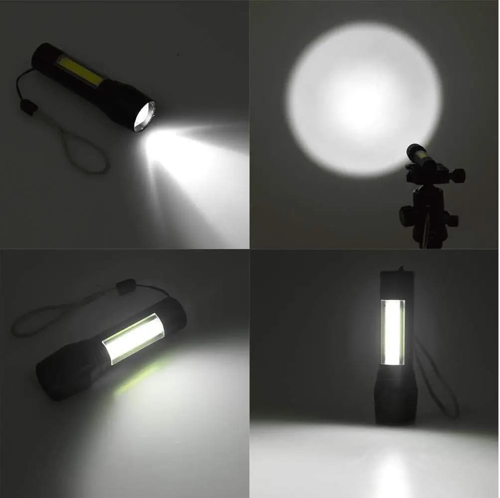 Portable Mini Led Flashlight Zoom Torch Built In Battery USB Rechargeable