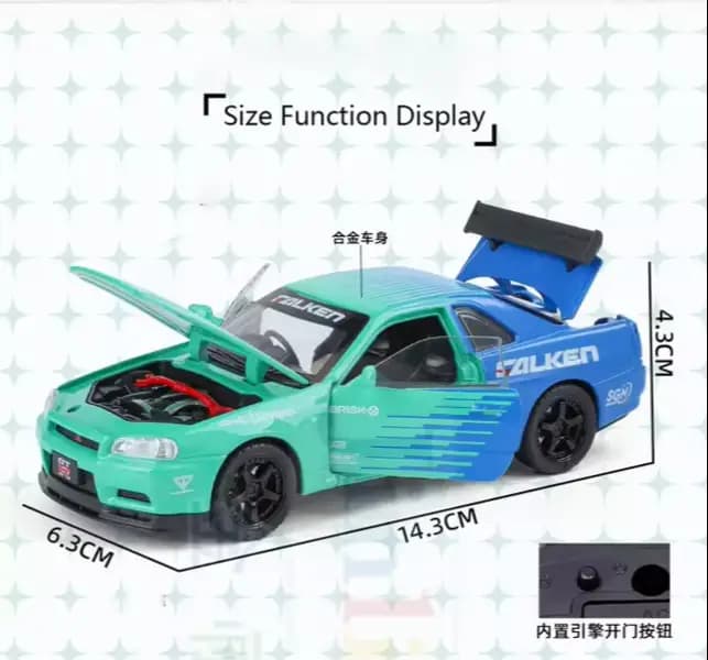 :32 Nissan Skyline GTR R34 JDM Racing Car Model