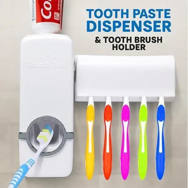Set of Toothpaste Dispenser & Toothbrush Holder