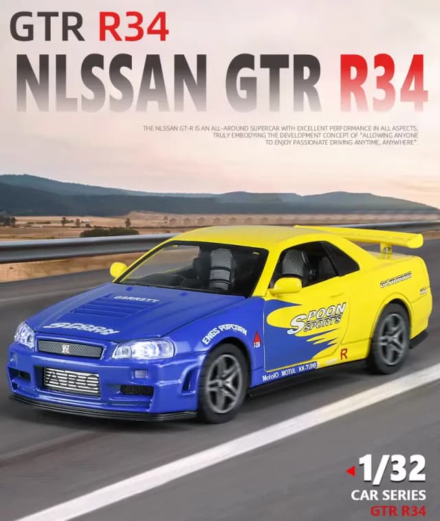 :32 Nissan Skyline GTR R34 JDM Racing Car Model
