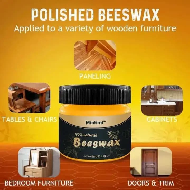 Beewax Furniture Polish Wood Seasoning Beeswax Natural Wood Wax Traditional Polish for Wood & Furniture  Wood Polish and Cleaner for Furniture Care (85g Weight)