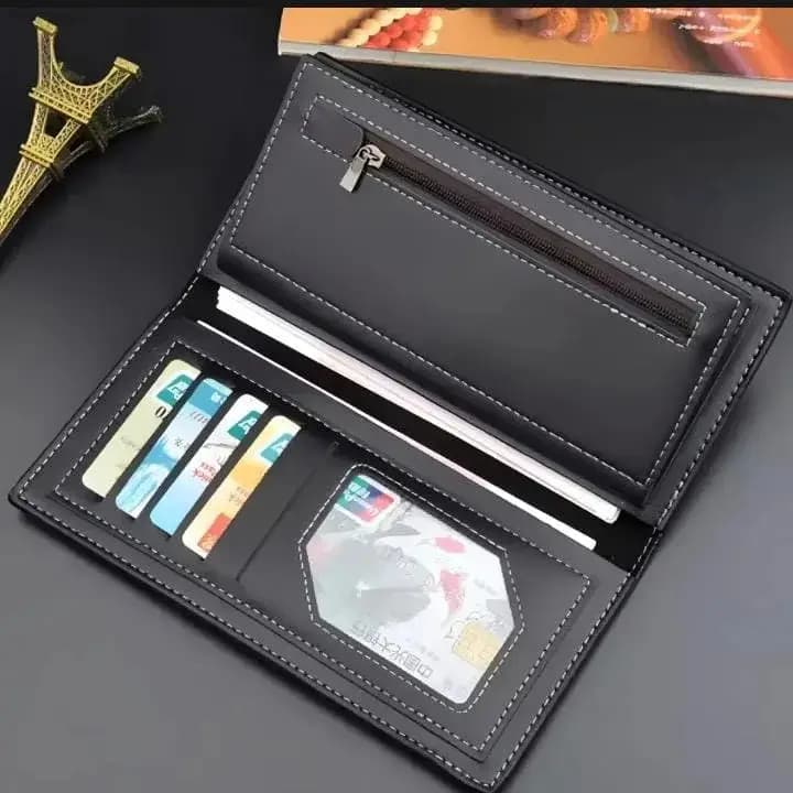 PU Leather Business Men's Wallets Solid PU Leather
